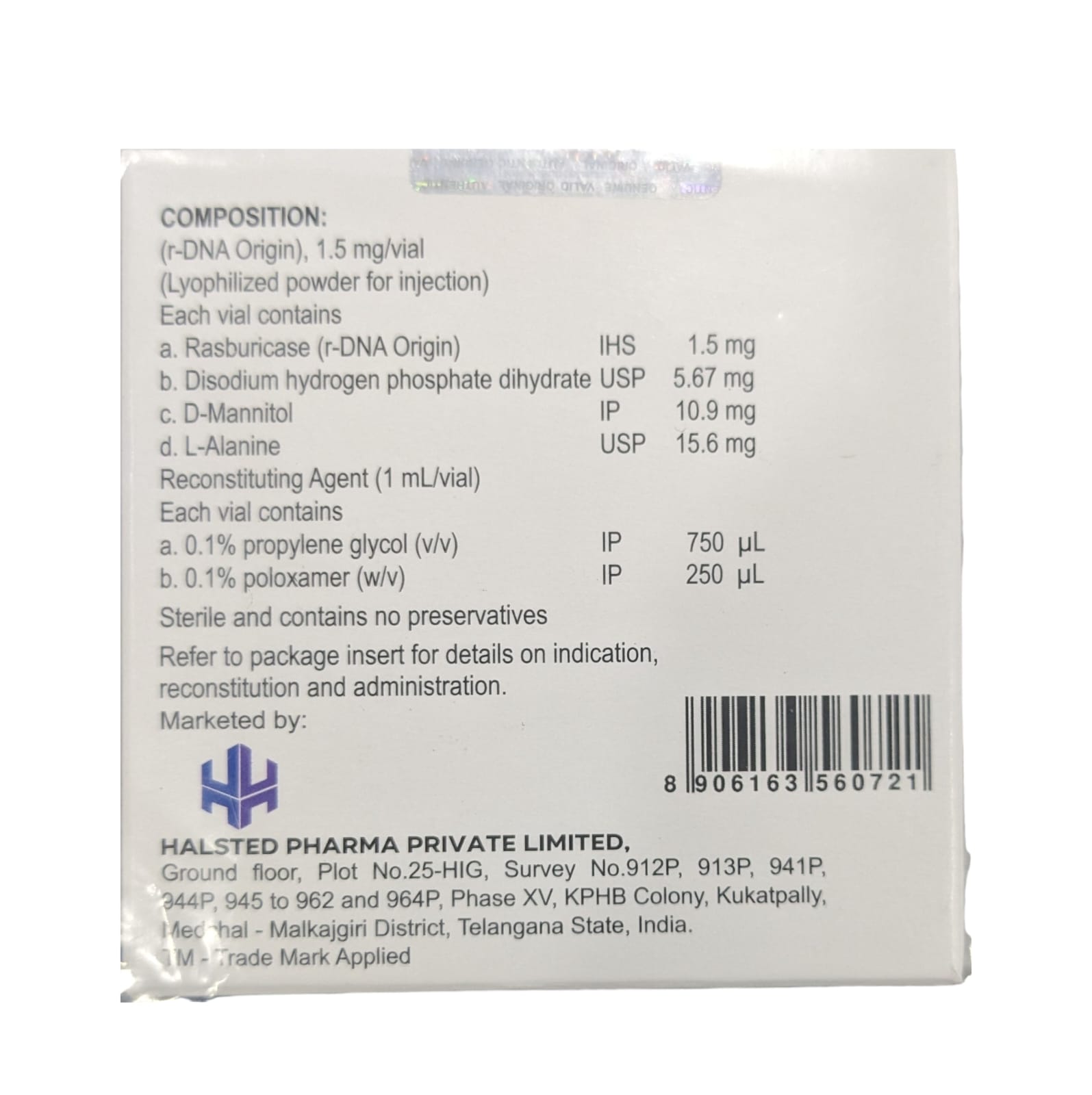 Rasbase 1.5mg Injection