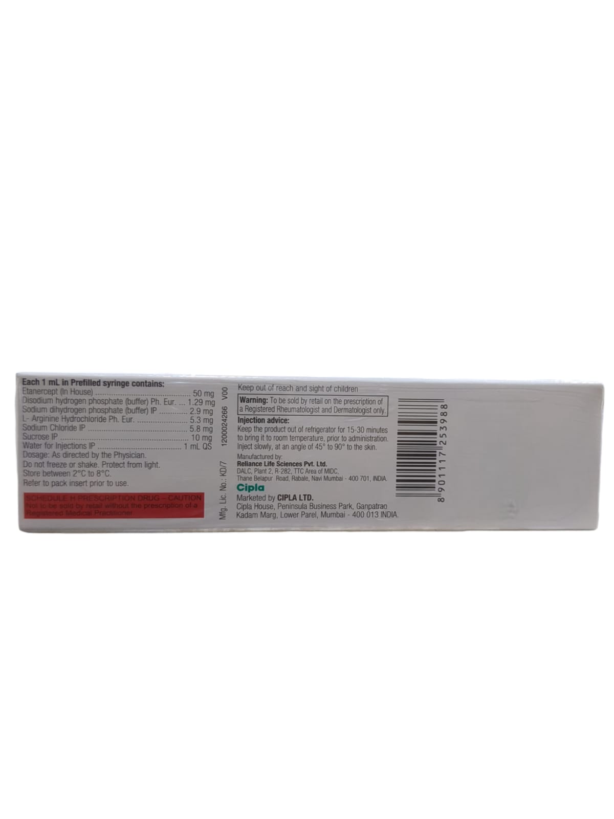 Etacept 50mg Injection